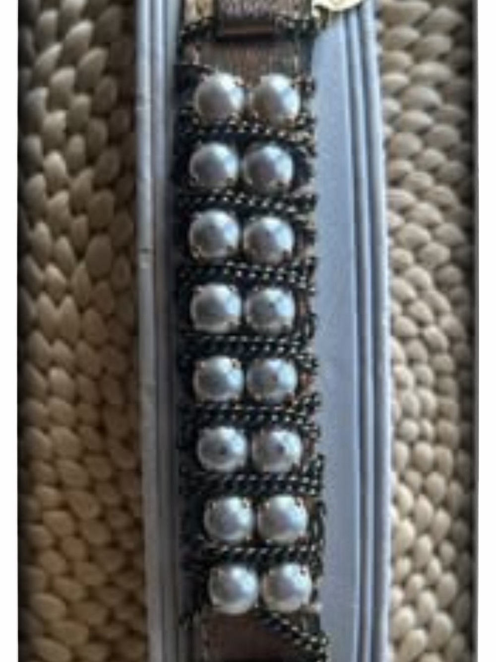 Pearl-Accented Gold Leather Bracelet